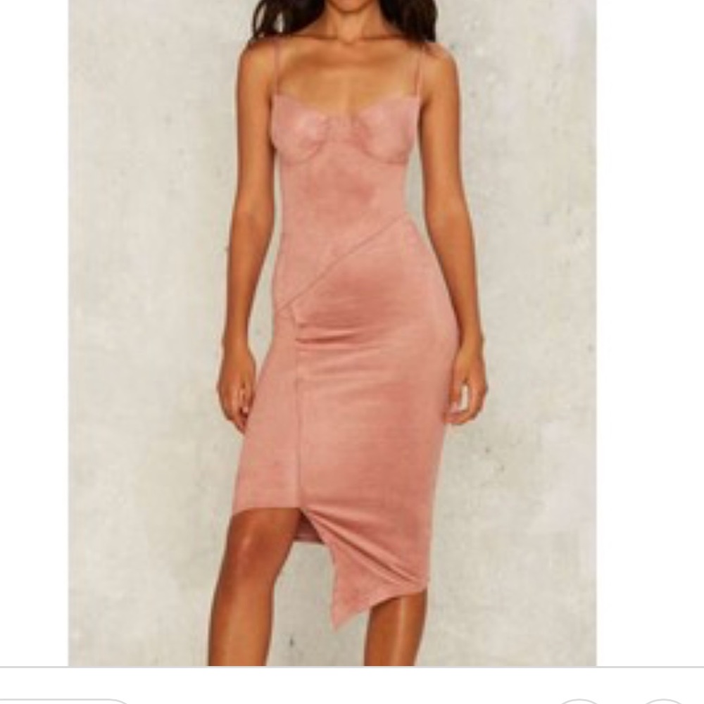 Bodycon suede blush pink dress